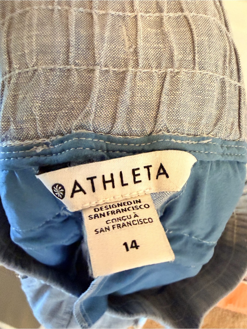 Athleta size 14 blue linen wide leg pants - Picture 3 of 3